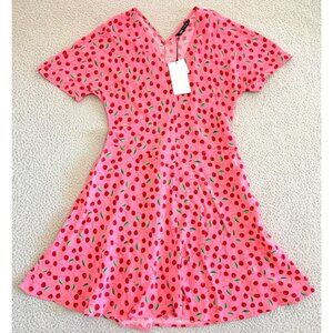 Zara Pink Cherry Dress Cherries All Over Print Retro‎ Pinup